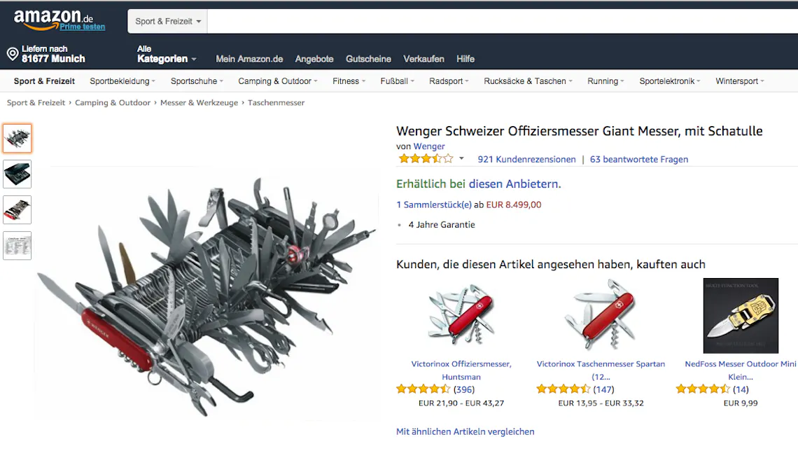 Screenshot Amazon Messer
