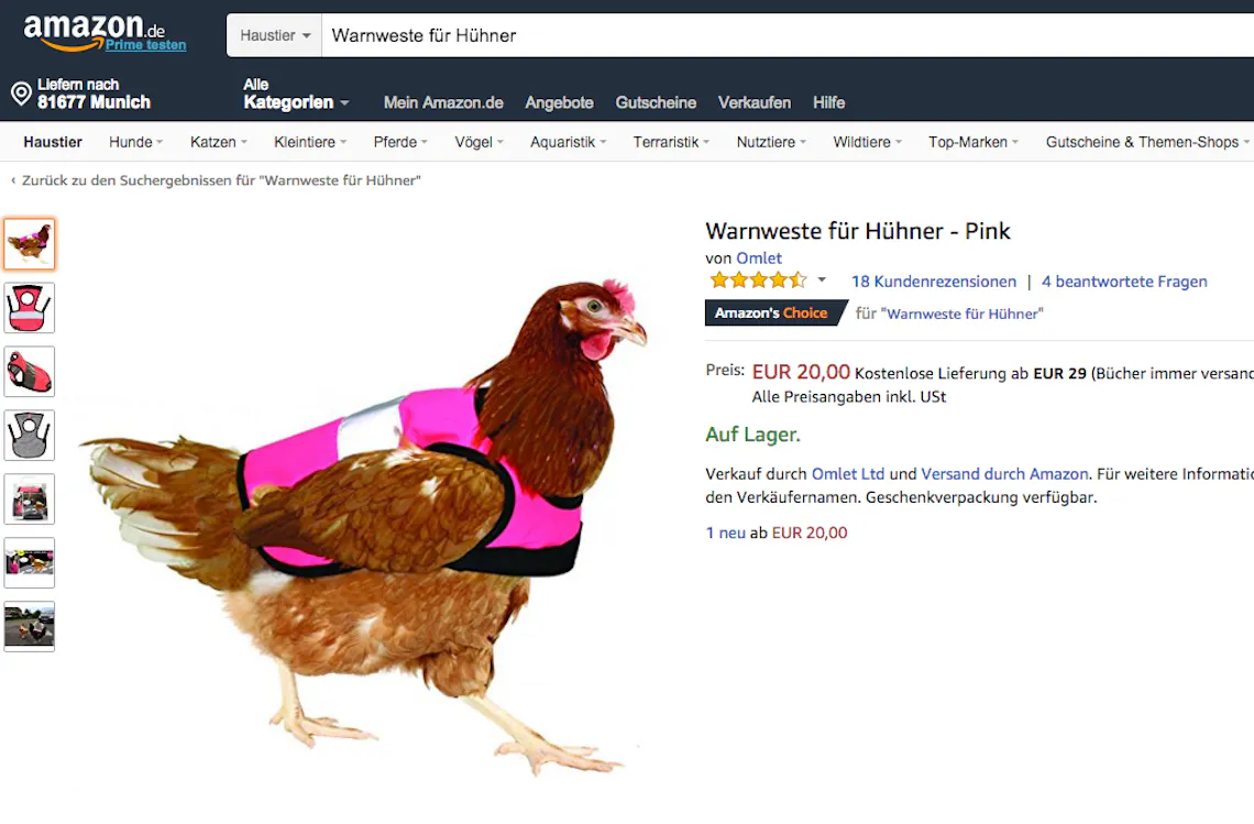 Screenshot Amazon Huhn