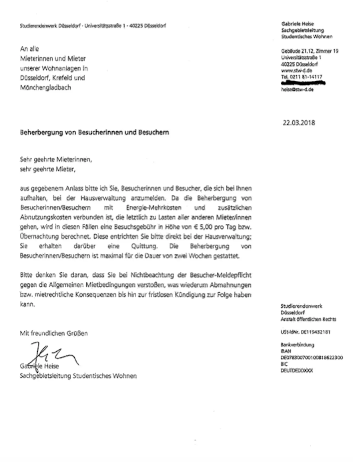 Aushang studierendenwerk Düsseldorf